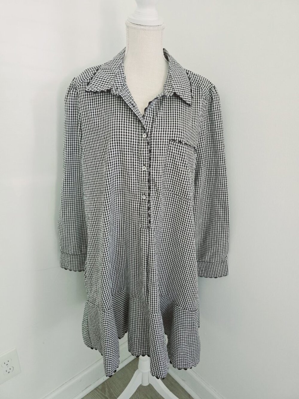Tuckernuck Black Gingham Cotton Hemp Ric Rac Callahan Shirt Dress Size XXL 2X - Picture 2 of 13